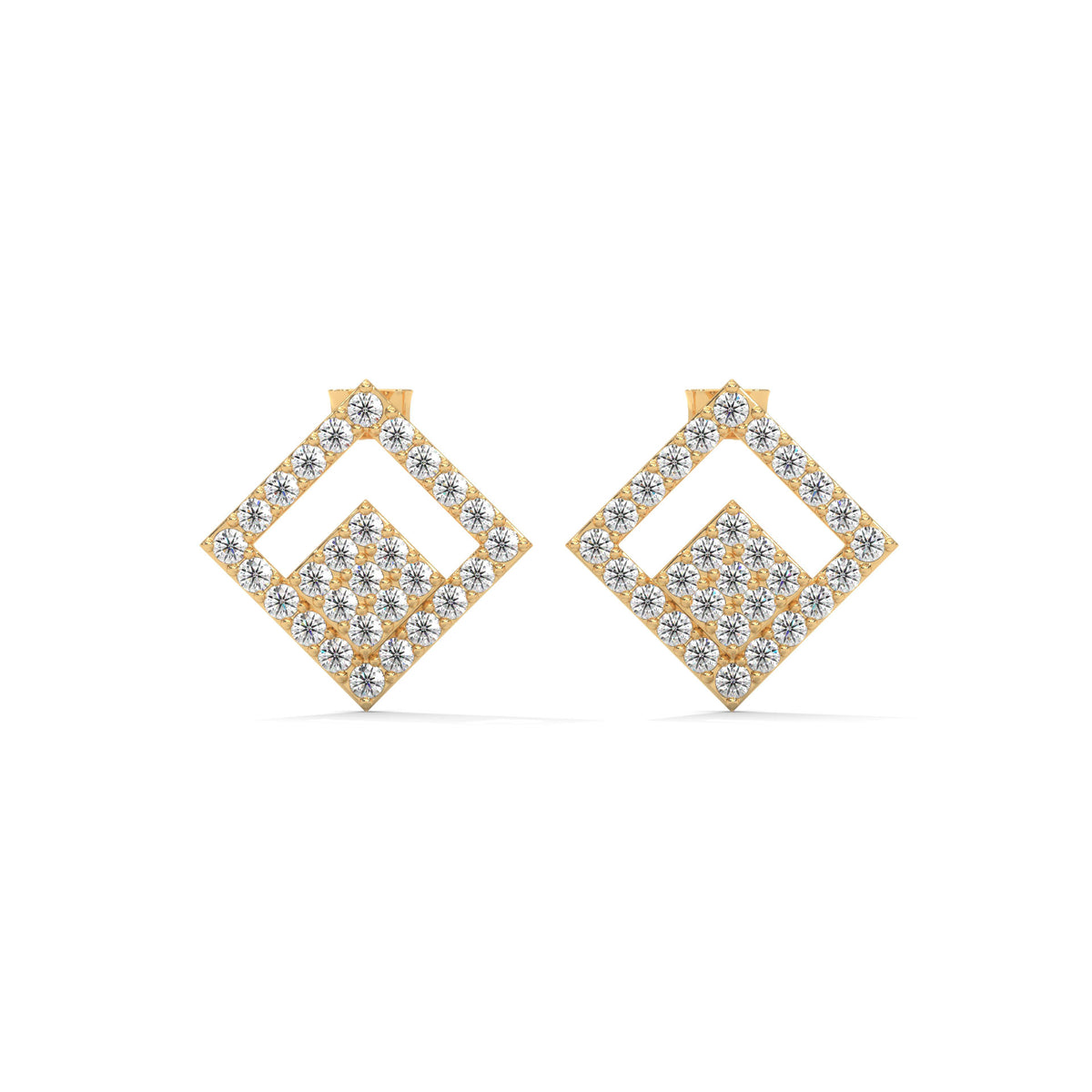 Geometric Maze Diamond Earrings