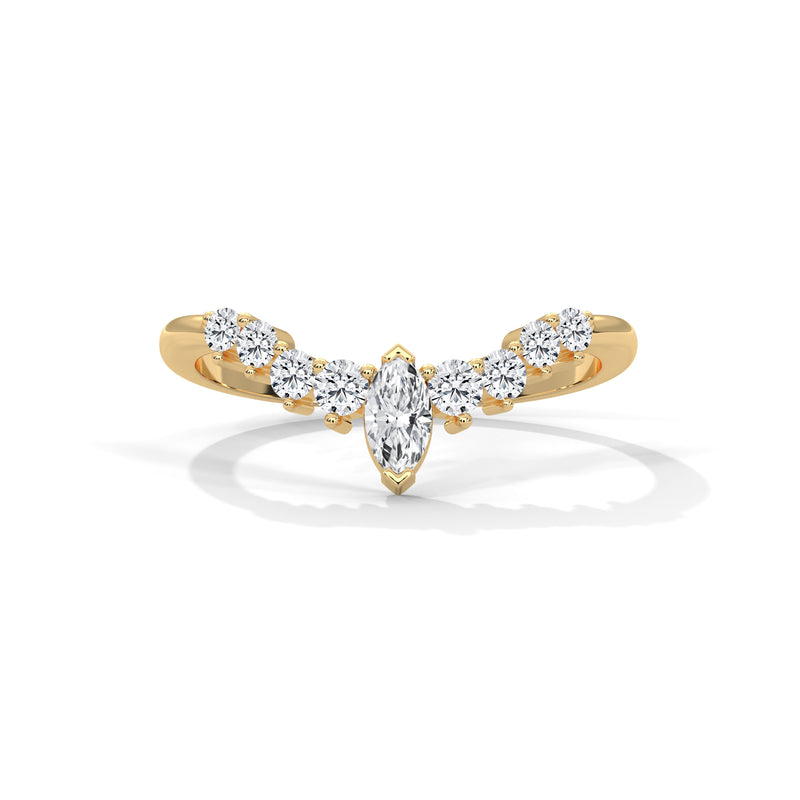 Crescent Crown Diamond Ring