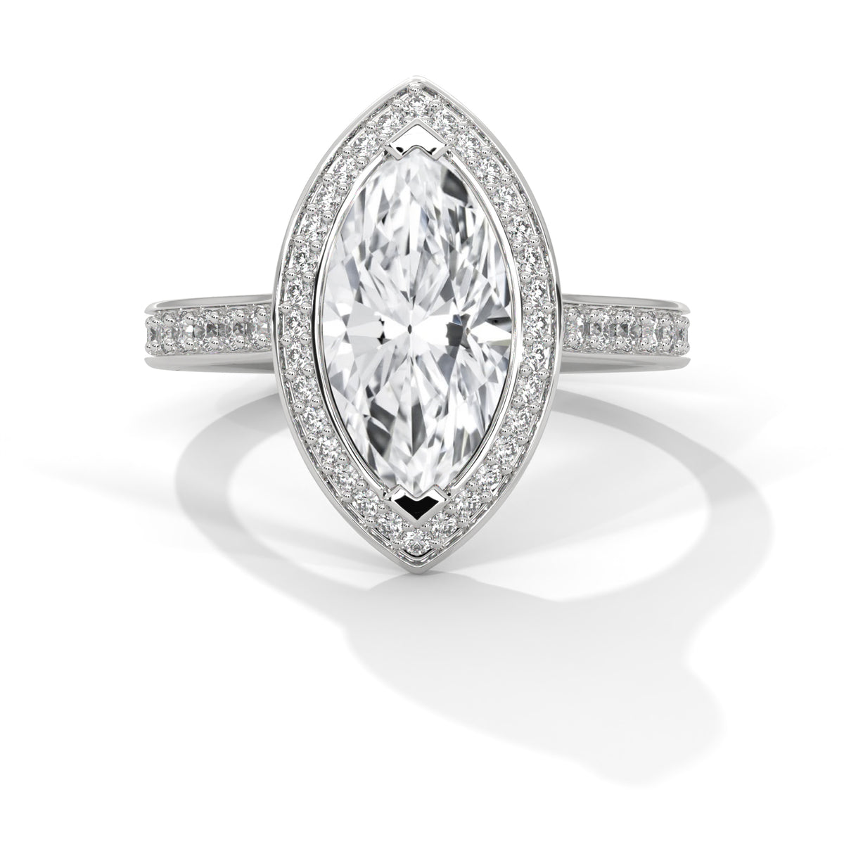 Marquise Eclipse Halo Ring
