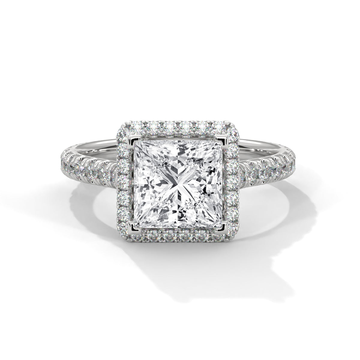 Royal Halo Princess Solitaire Ring