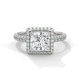 Royal Halo Princess Solitaire Ring