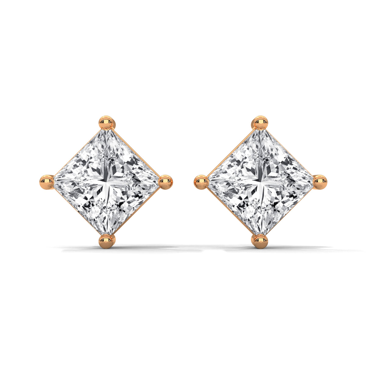 Royal Point Solitaire Stud Earrings