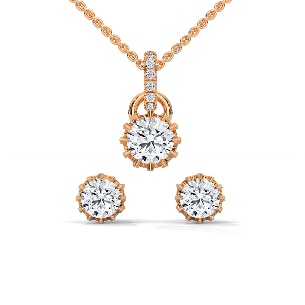 Crown Bloom Solitaire Pendant Set