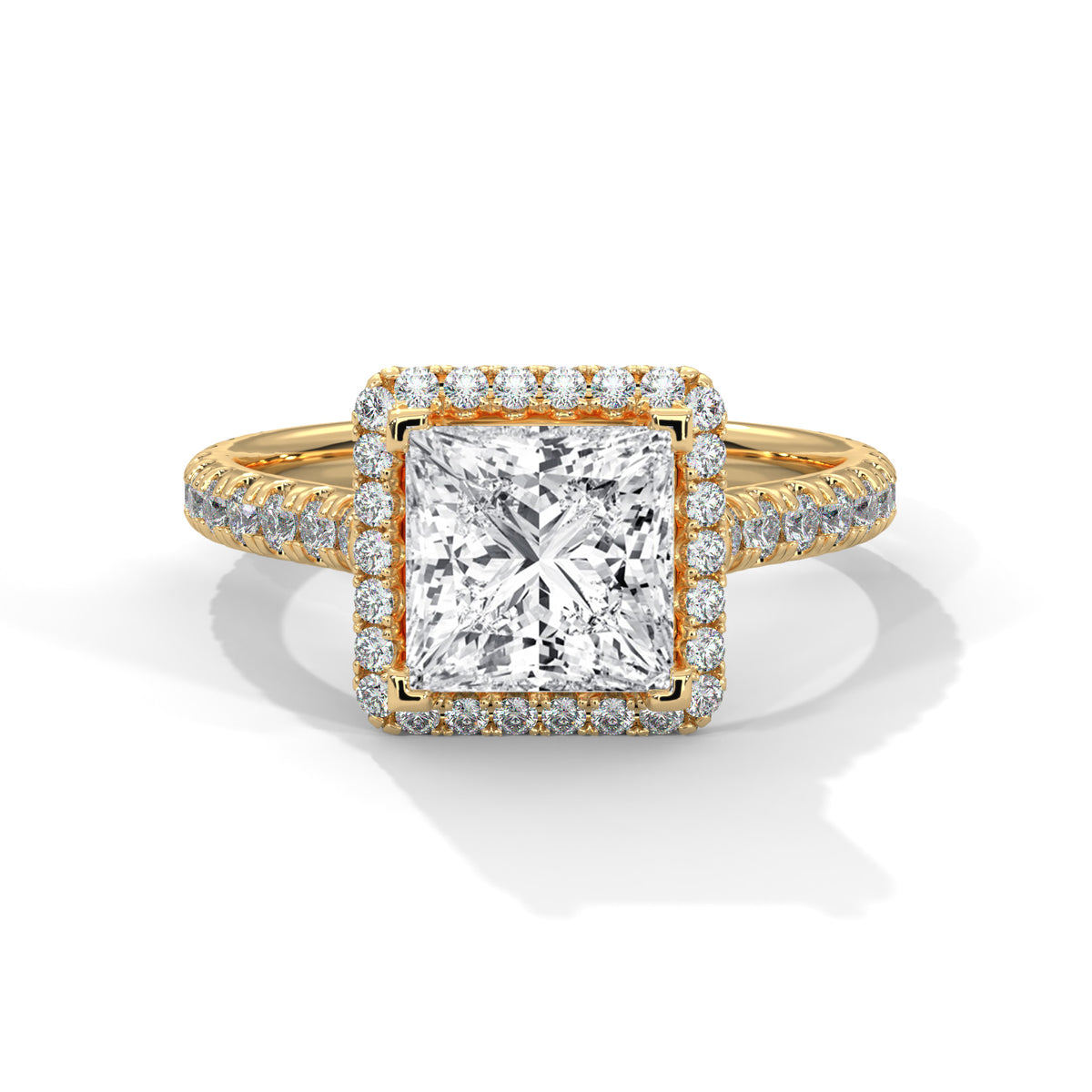 Royal Halo Princess Solitaire Ring