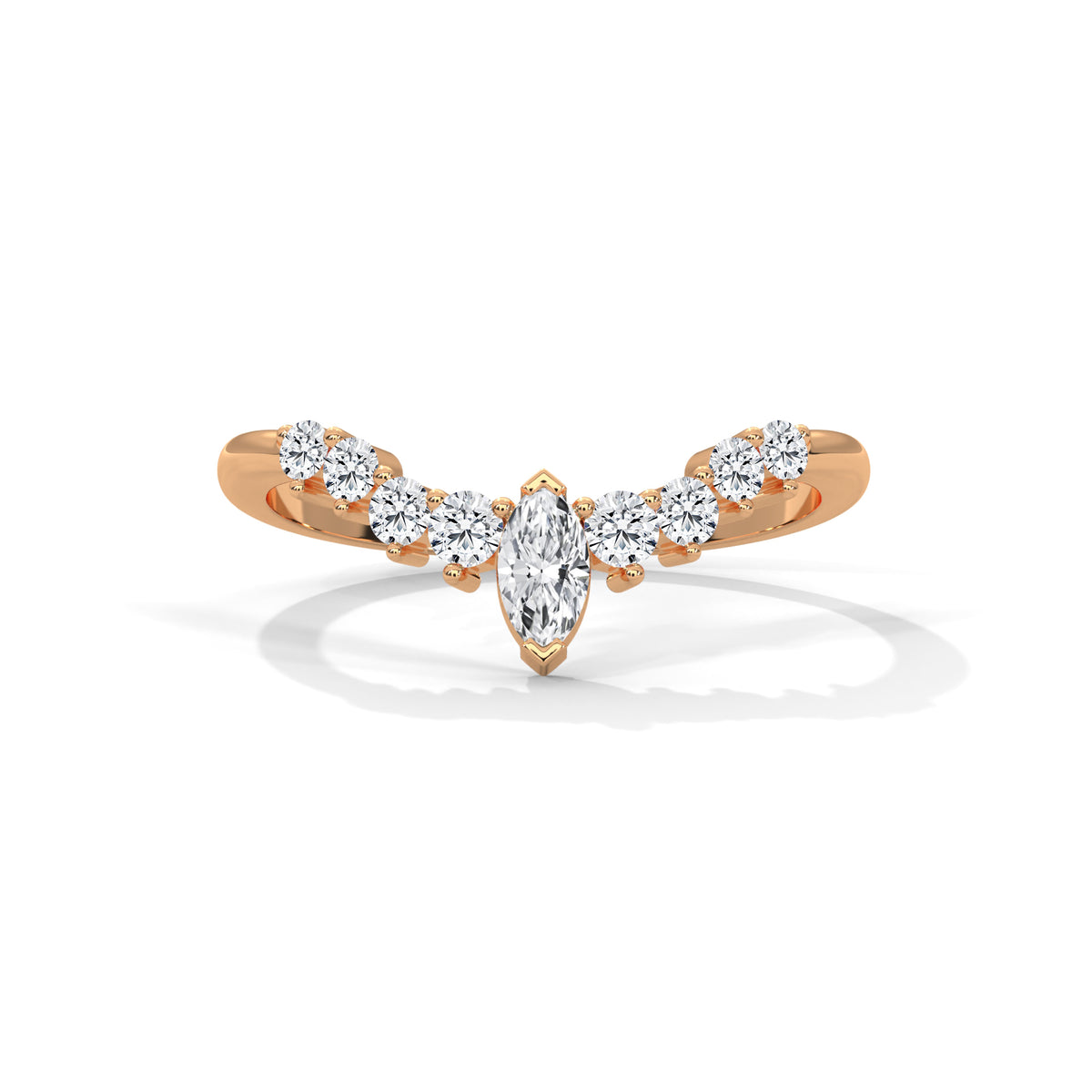 Crescent Crown Diamond Ring