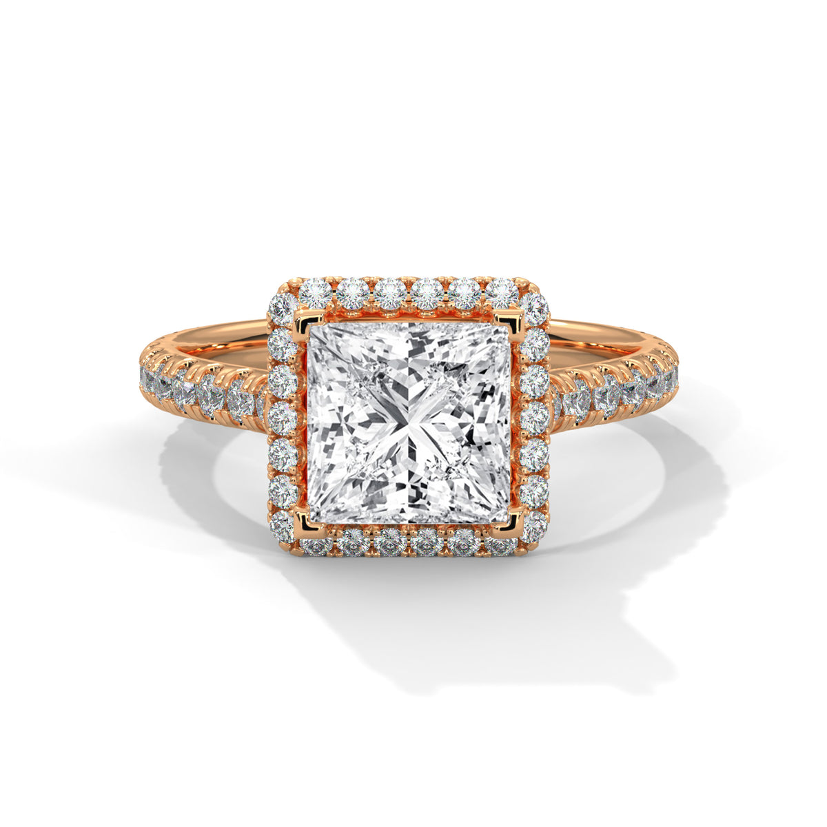 Royal Halo Princess Solitaire Ring