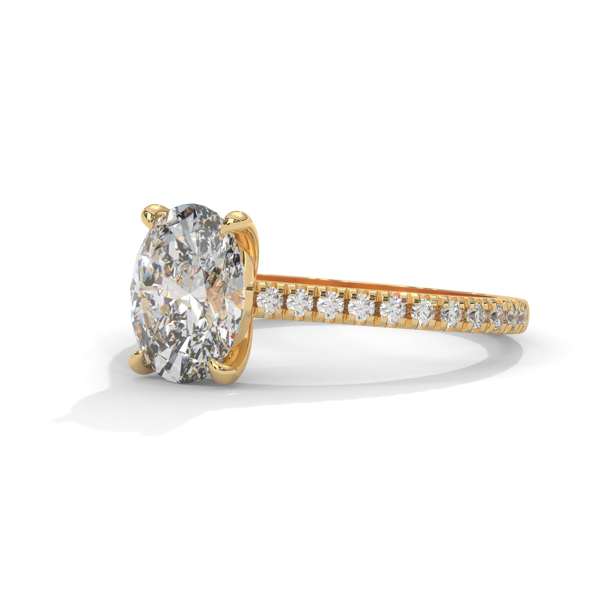 Oval Grace Pavé Solitaire Ring