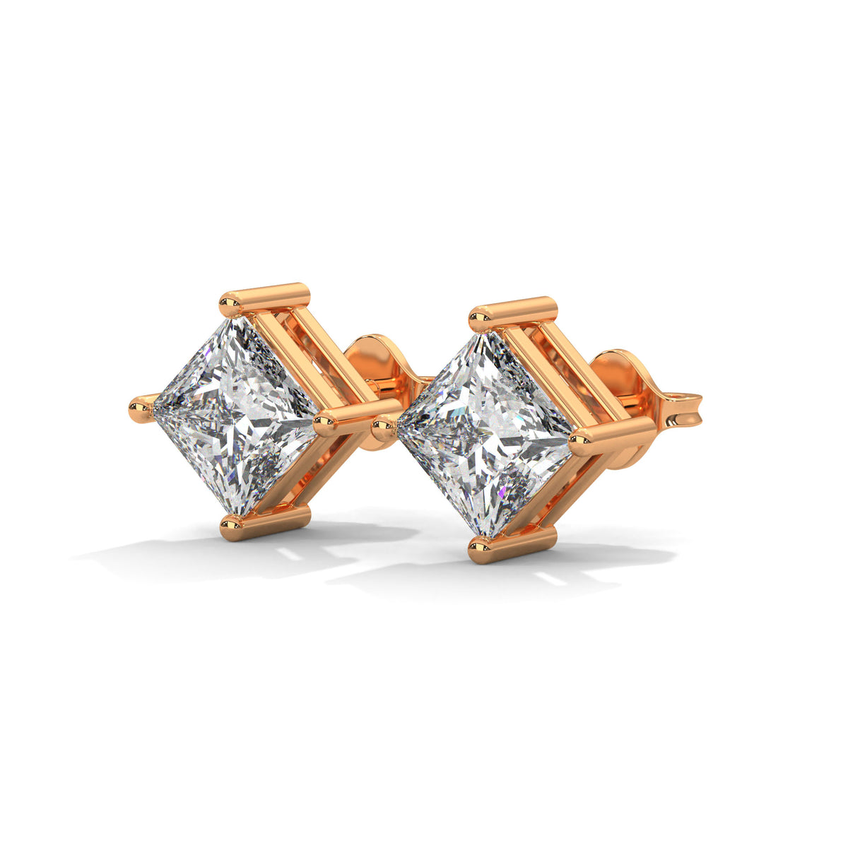 Royal Point Solitaire Stud Earrings