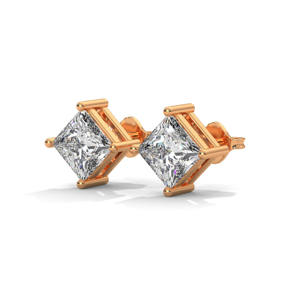 Royal Point Solitaire Stud Earrings