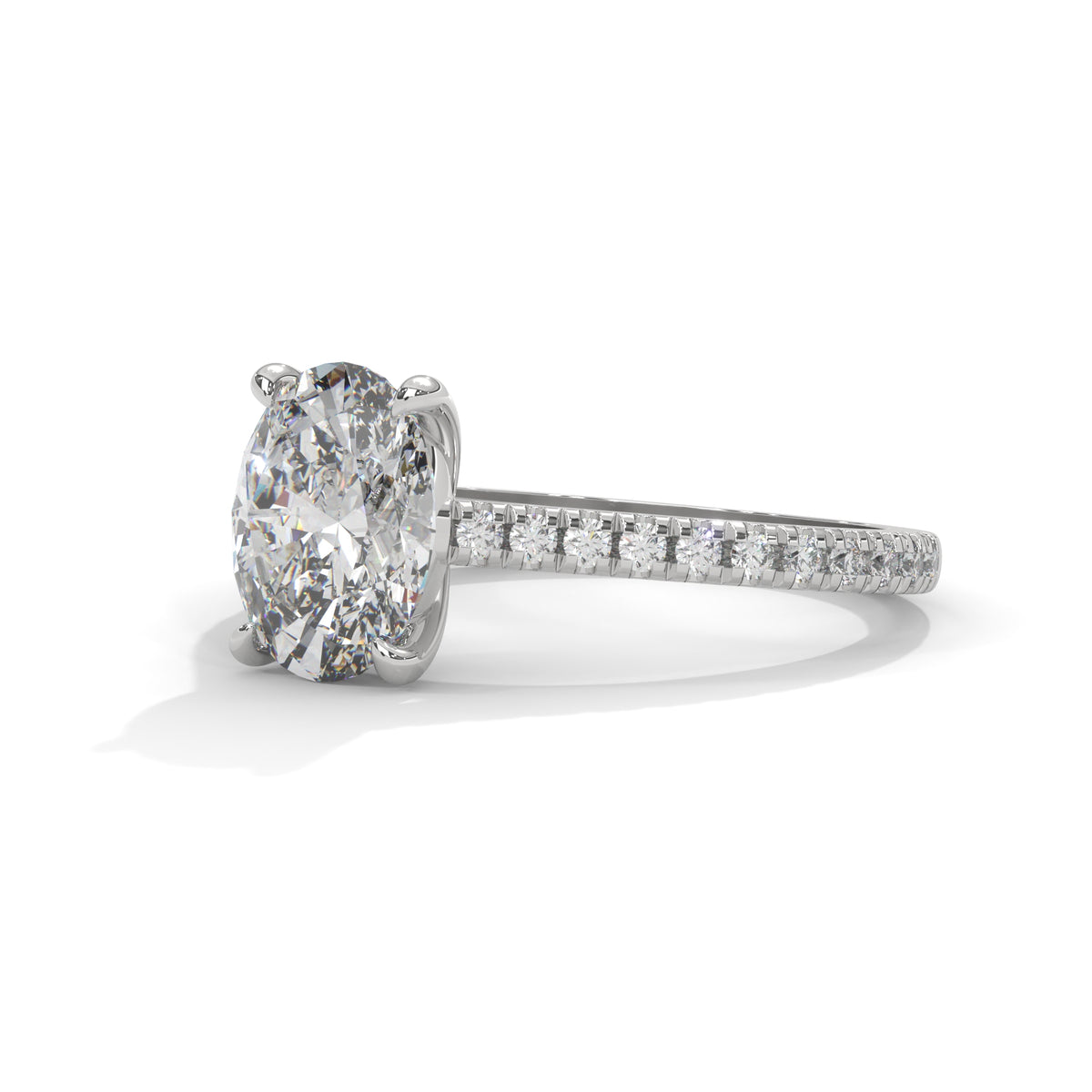 Oval Grace Pavé Solitaire Ring