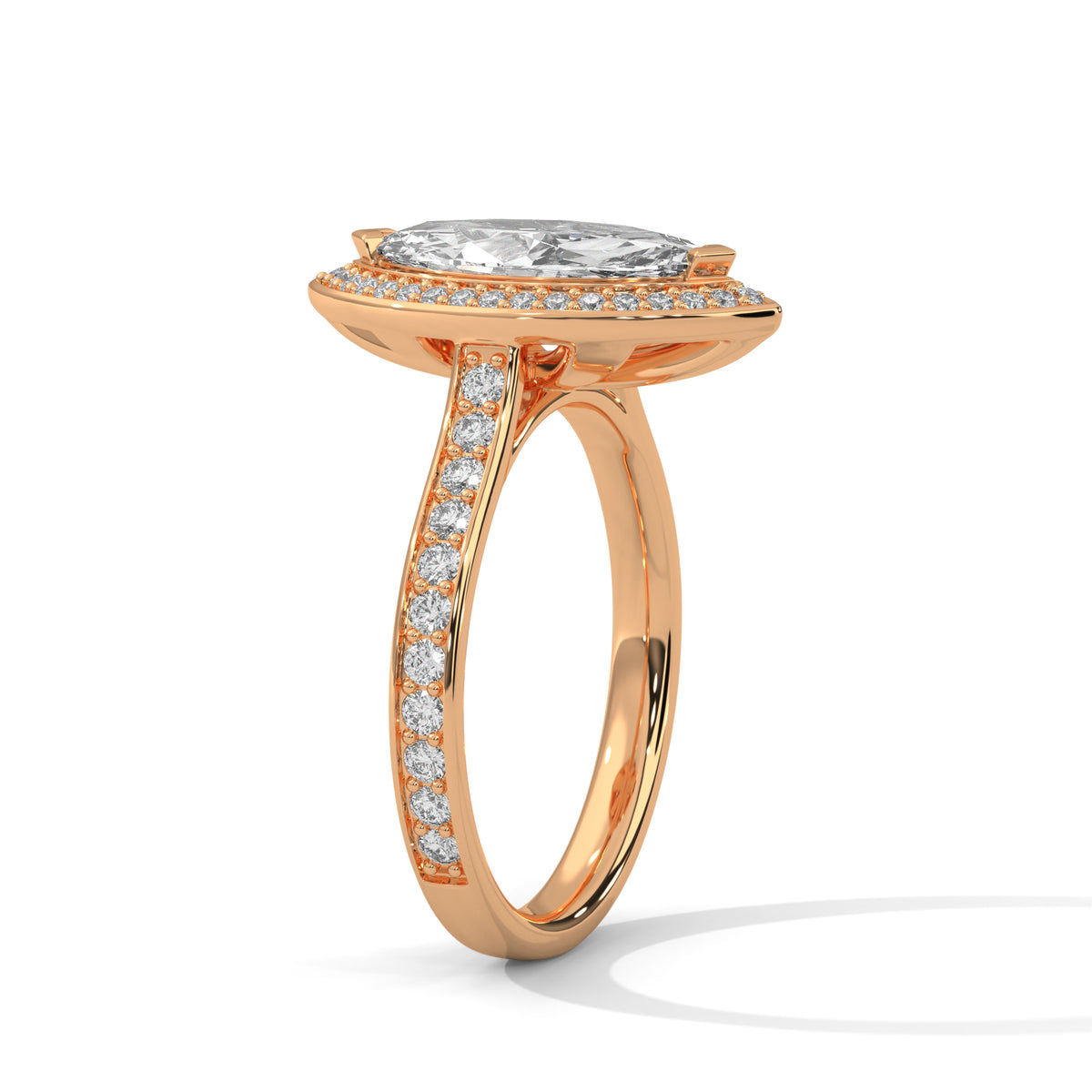 Marquise Eclipse Halo Ring