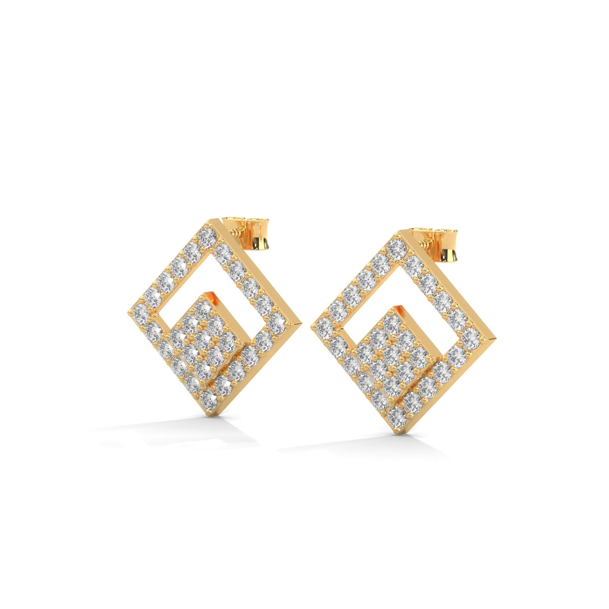 Geometric Maze Diamond Earrings