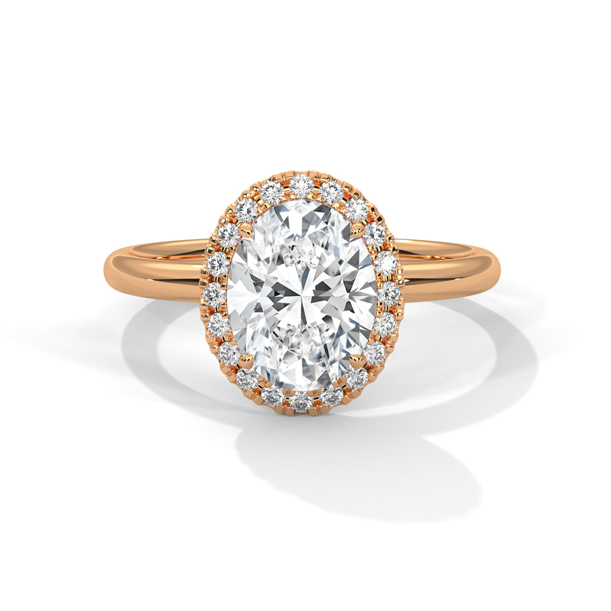 Oval Radiance Halo Solitaire Ring
