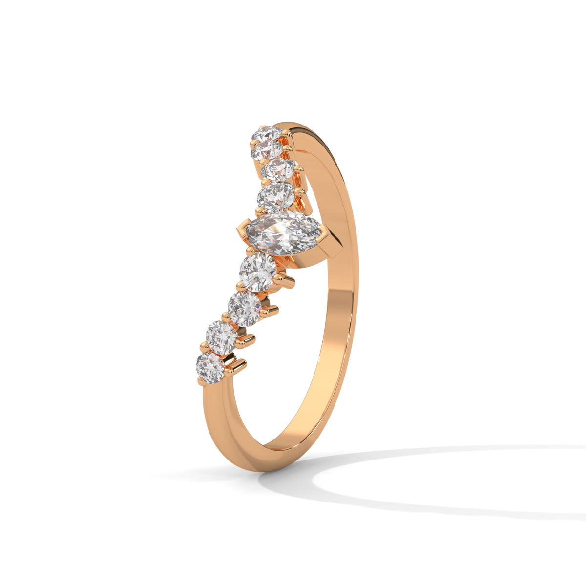 Crescent Crown Diamond Ring