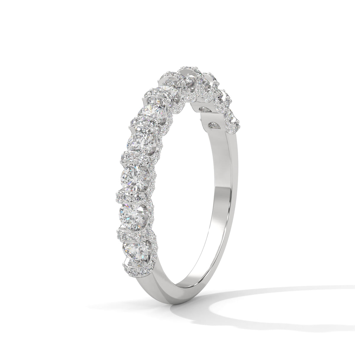 Floral Halo Half Eternity Ring