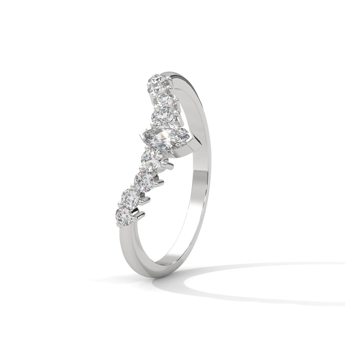 Crescent Crown Diamond Ring