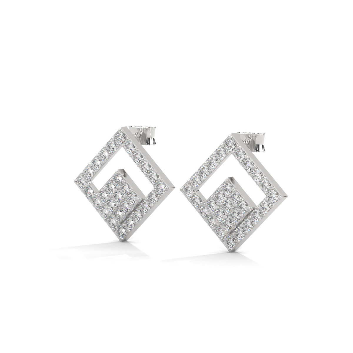 Geometric Maze Diamond Earrings