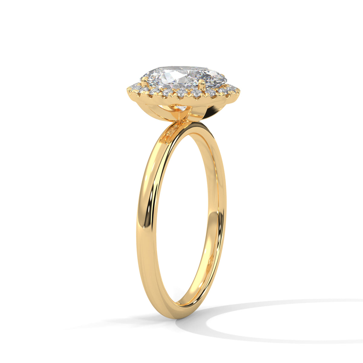 Oval Radiance Halo Solitaire Ring