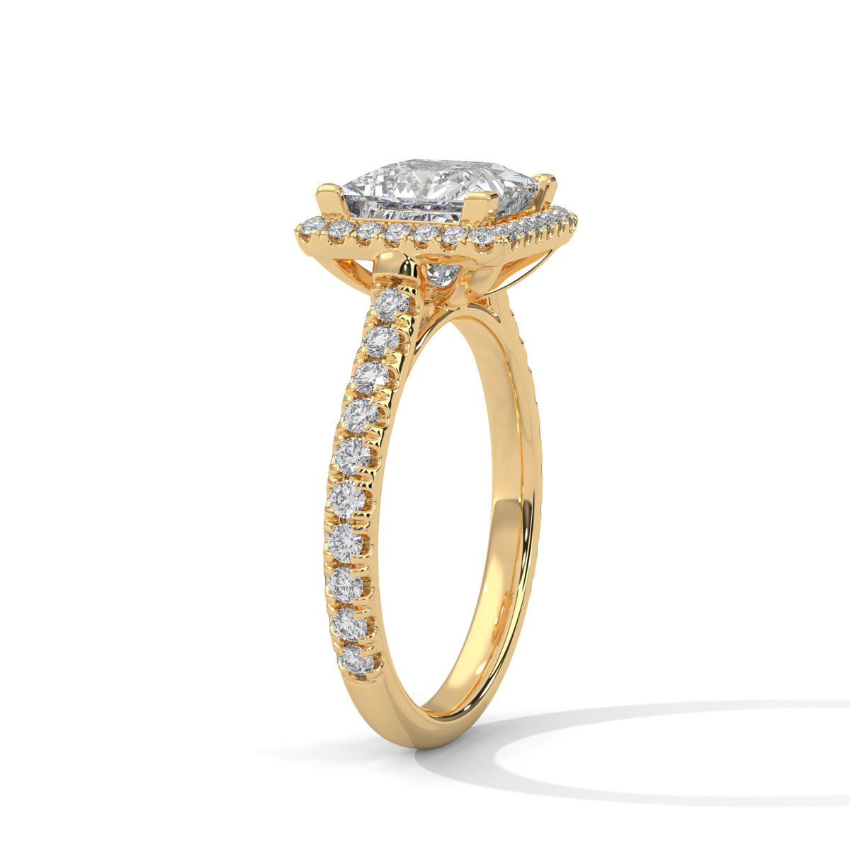 Royal Halo Princess Solitaire Ring