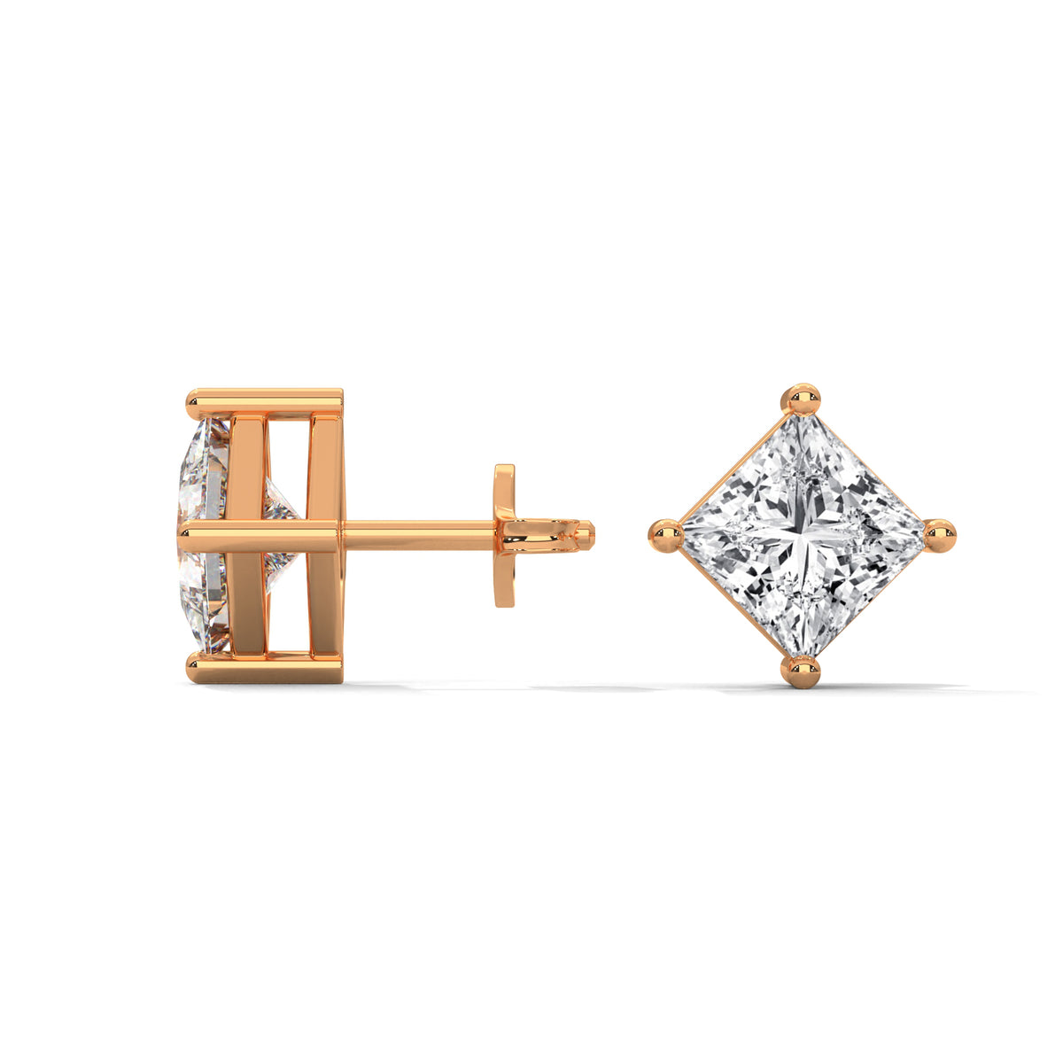 Royal Point Solitaire Stud Earrings
