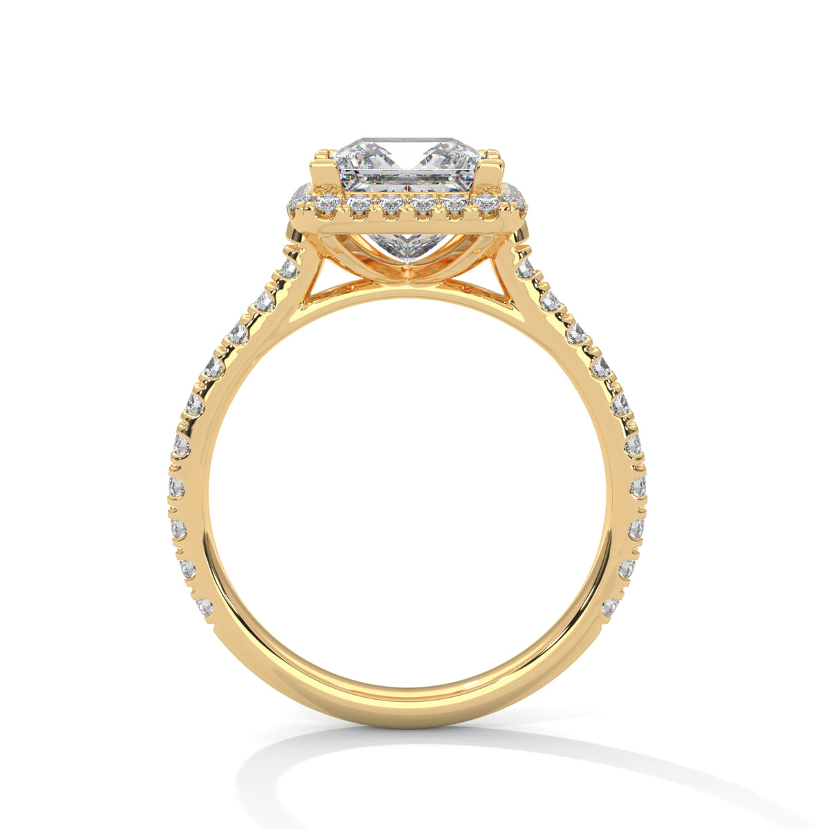 Royal Halo Princess Solitaire Ring