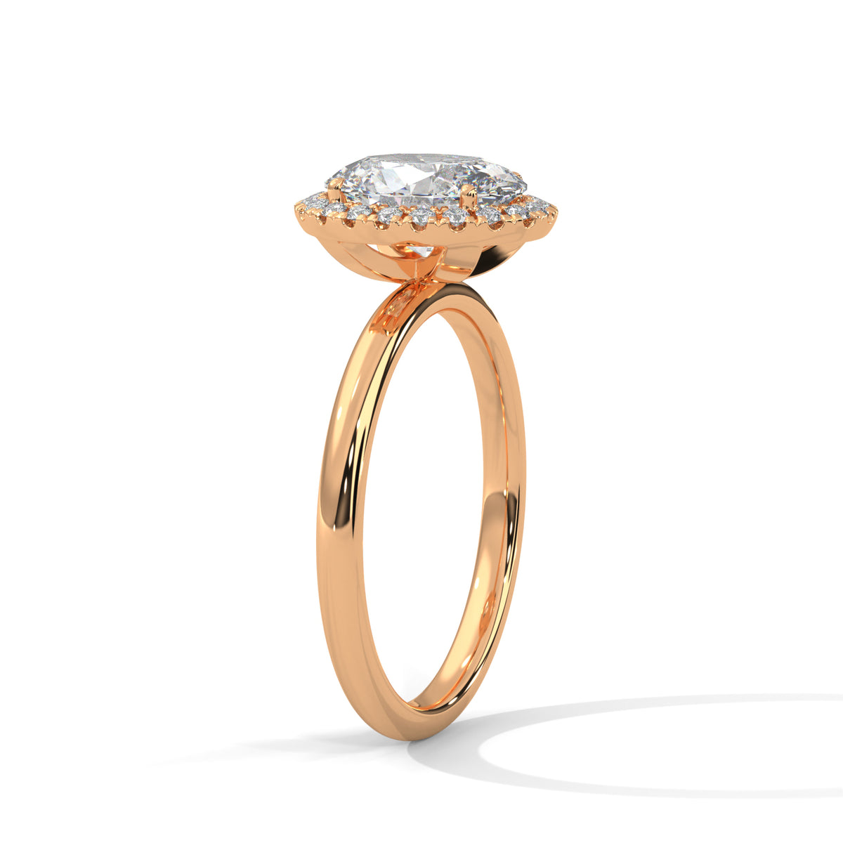 Oval Radiance Halo Solitaire Ring