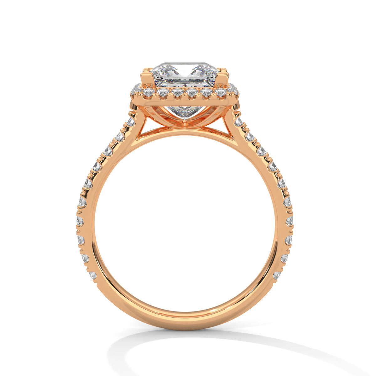 Royal Halo Princess Solitaire Ring