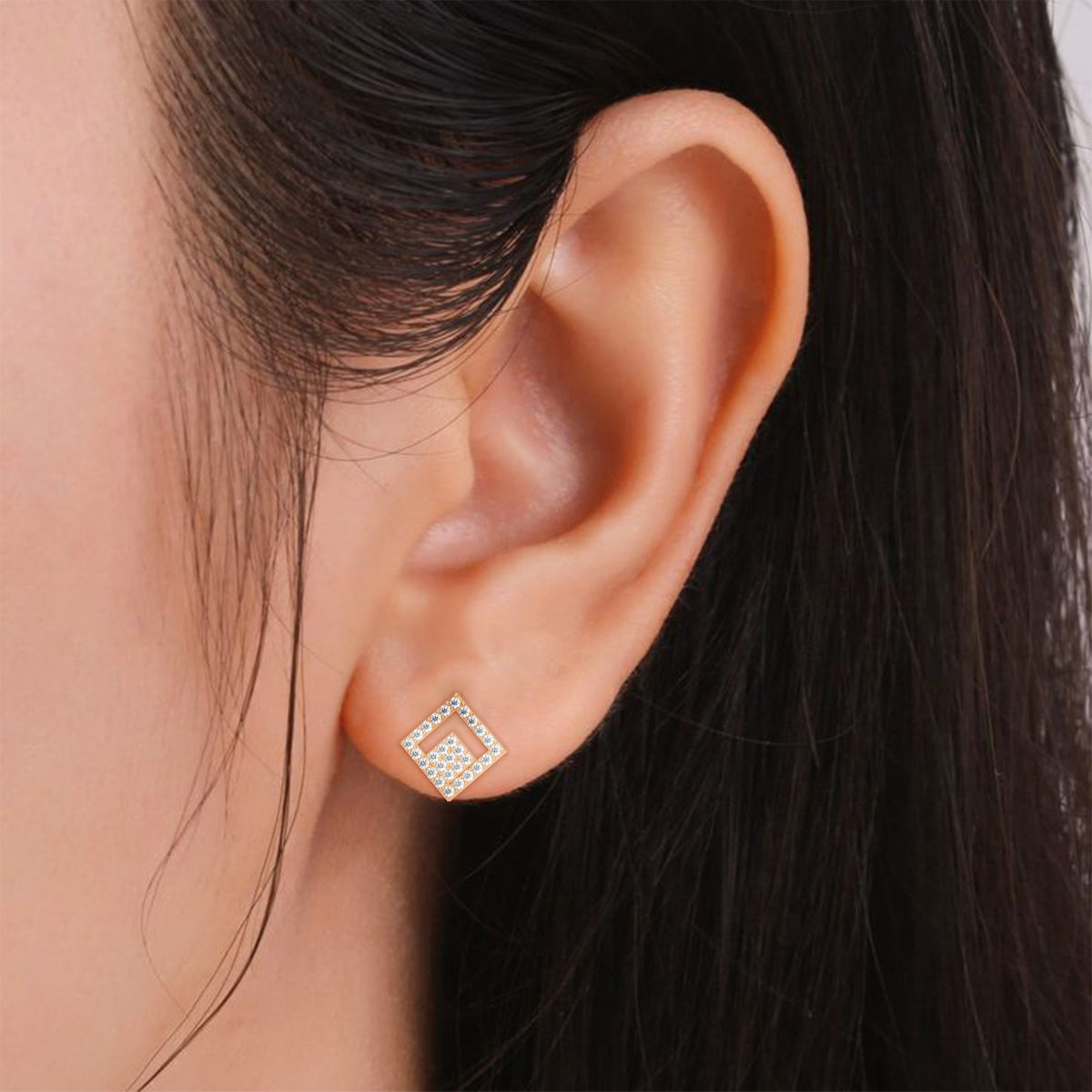 Geometric Maze Diamond Earrings