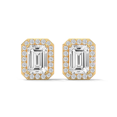 Radiant Halo Octagon Stud Earrings — IGI Certified Diamond Jewellery | My Carat India