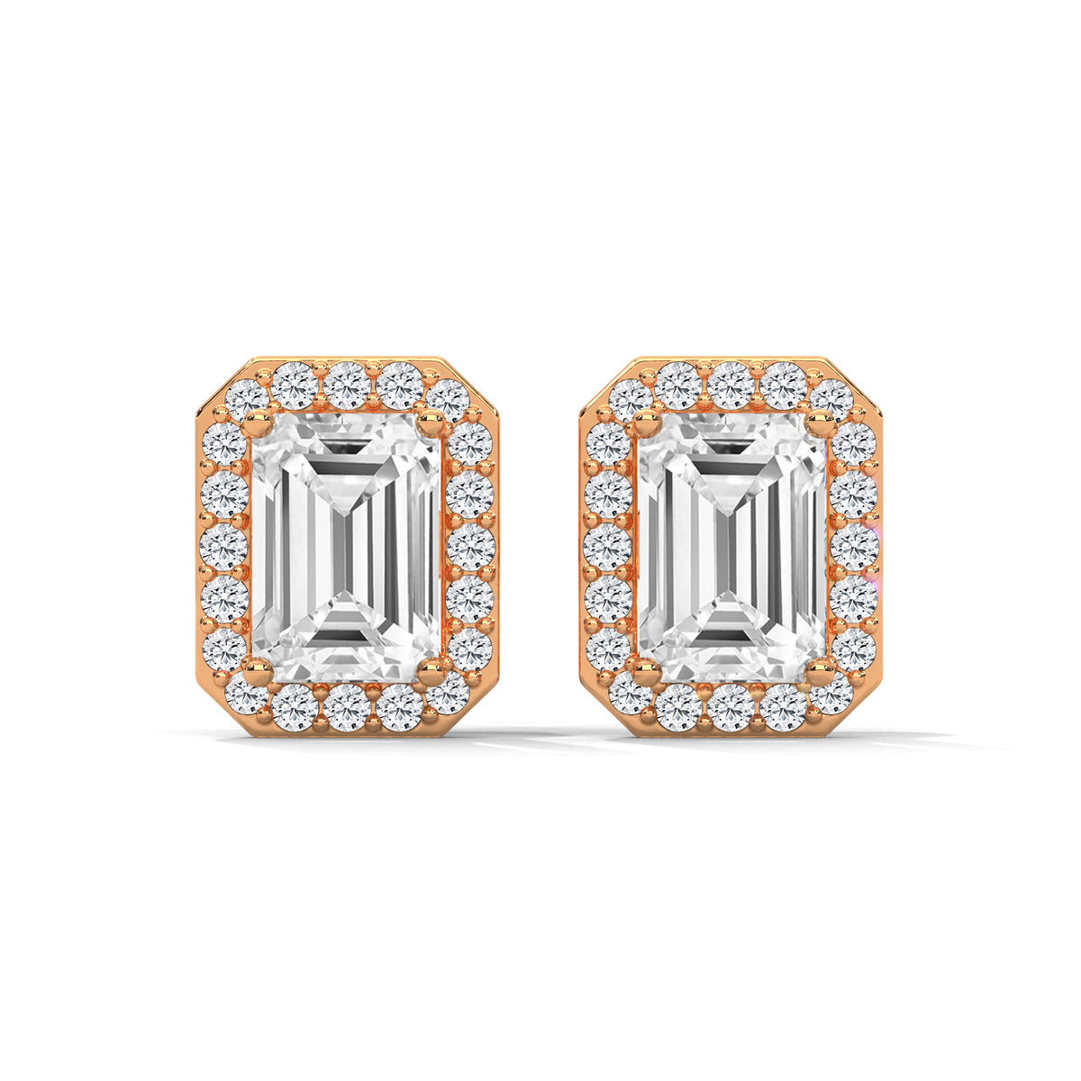 Radiant Halo Octagon Stud Earrings