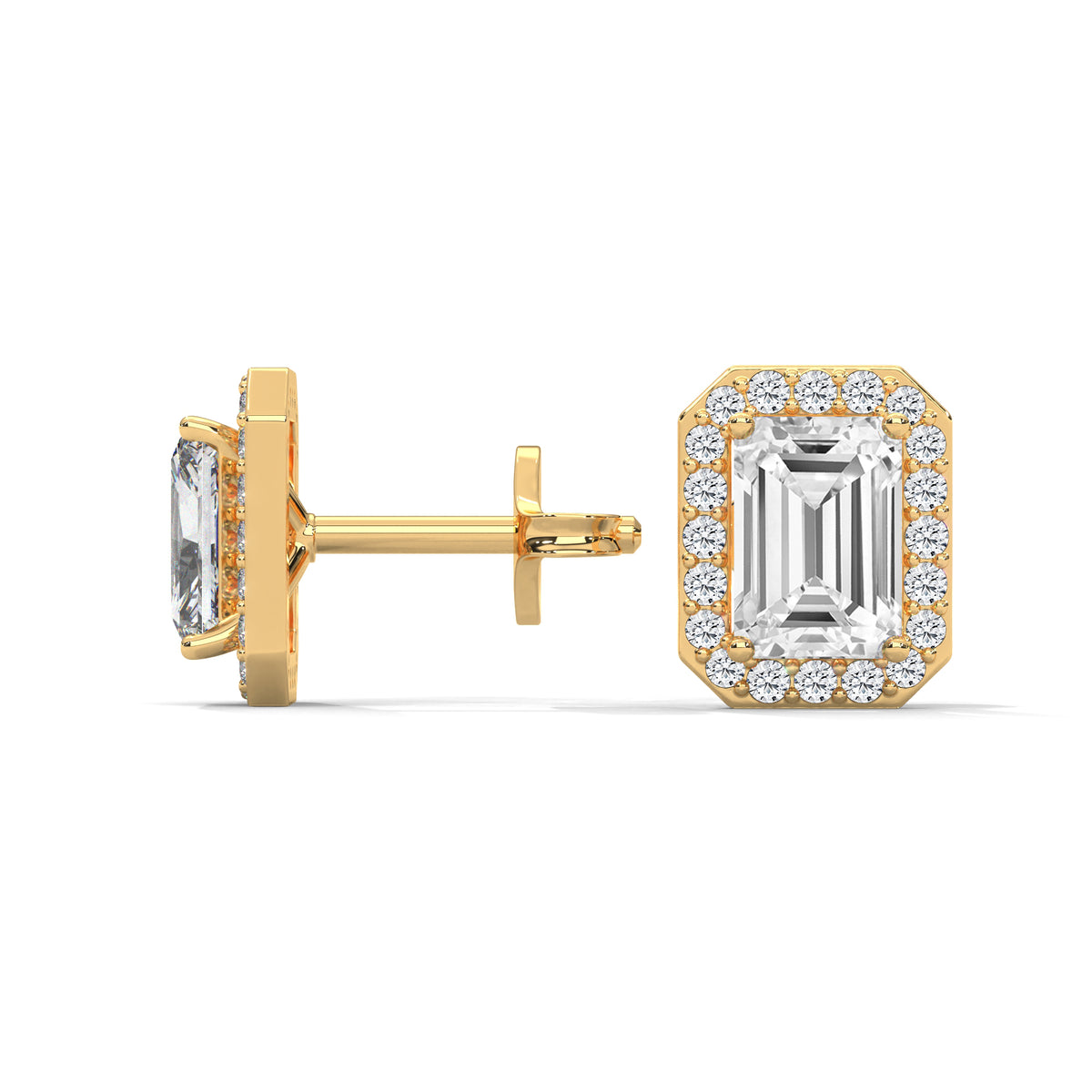 Radiant Halo Octagon Stud Earrings