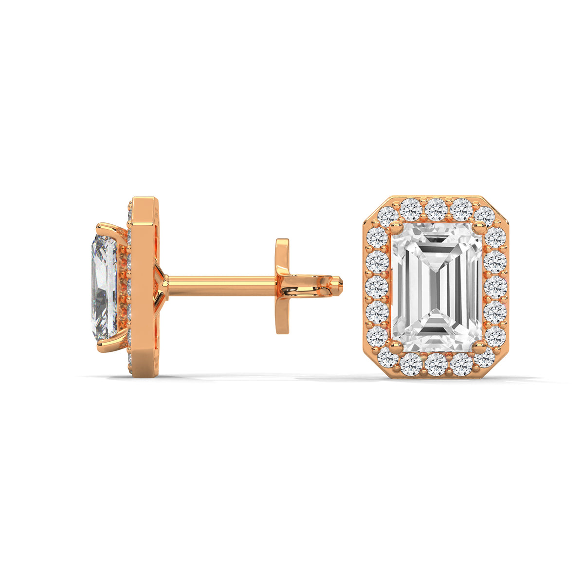 Radiant Halo Octagon Stud Earrings
