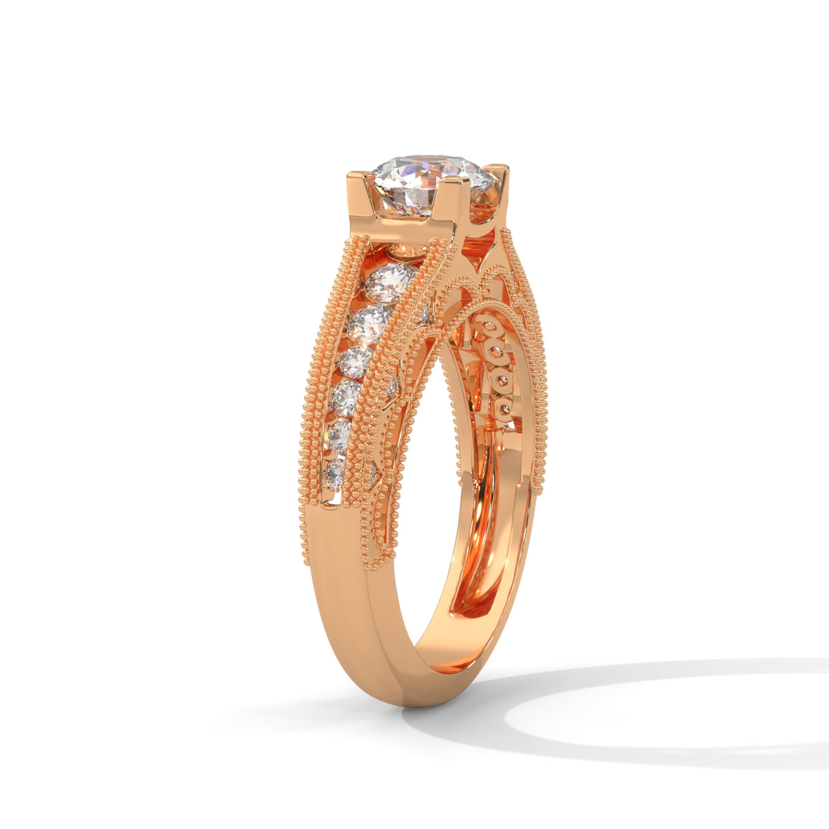 Milgrain Arch Solitaire Ring