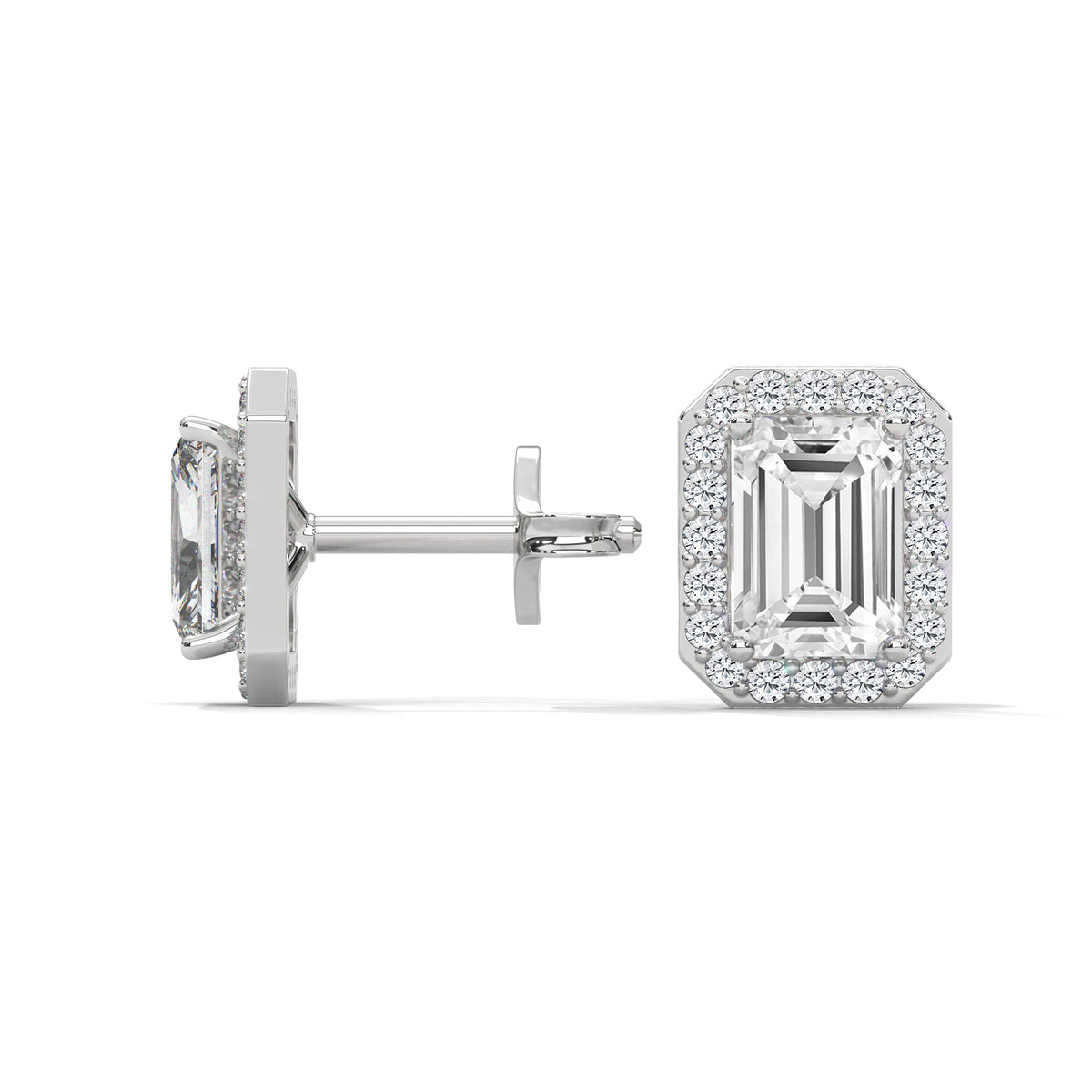 Radiant Halo Octagon Stud Earrings
