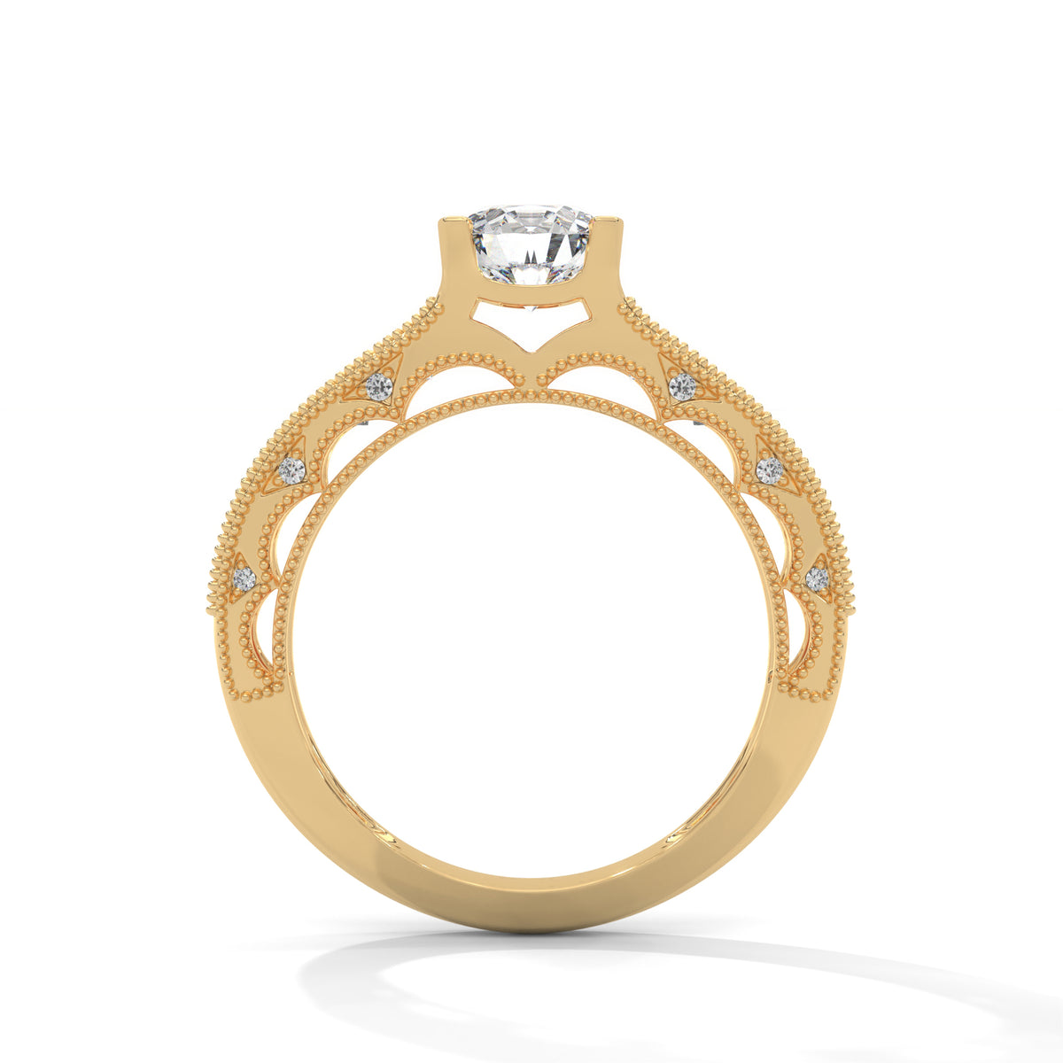 Milgrain Arch Solitaire Ring