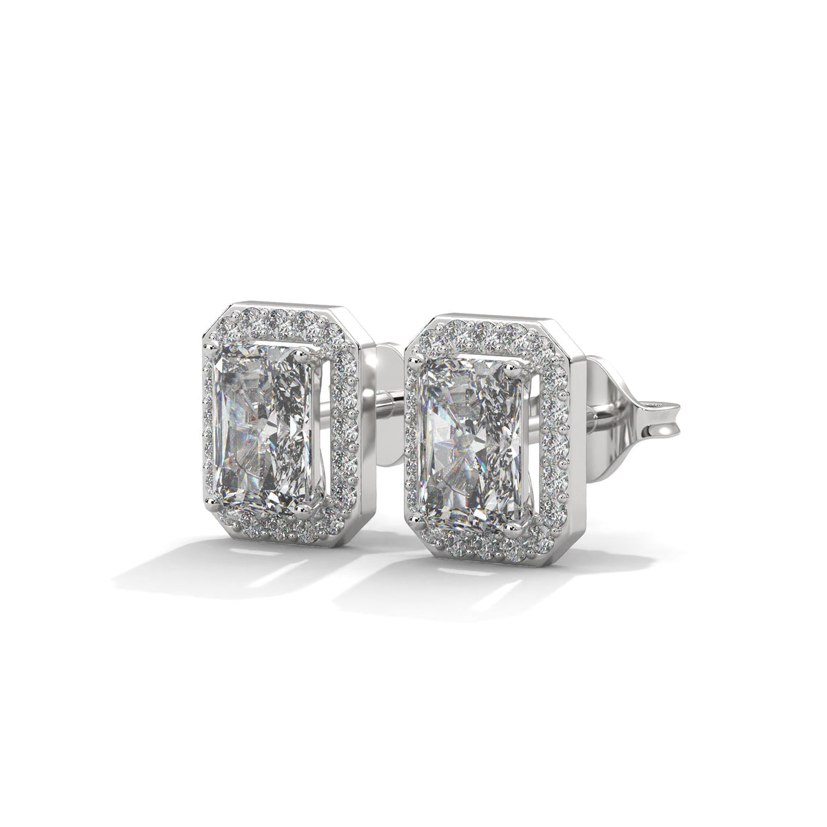 Radiant Halo Octagon Stud Earrings