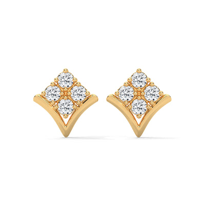 Crowned Chevron Cluster Earrings — IGI Certified Diamond Jewellery | My Carat India