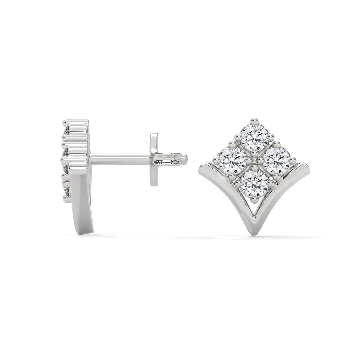 Crowned Chevron Cluster Earrings