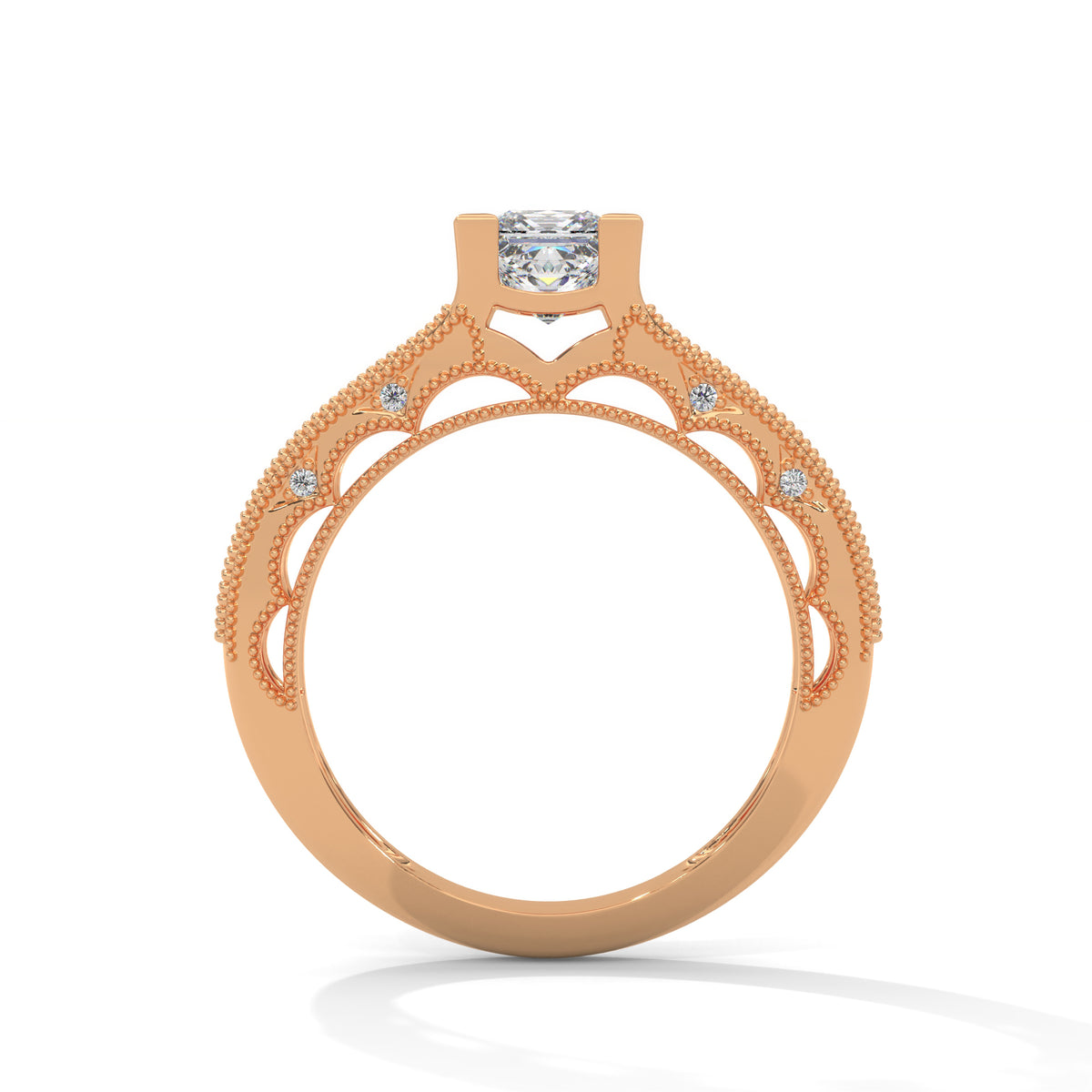 Vintage Milgrain Princess Solitaire Ring