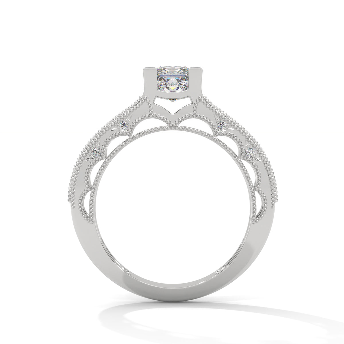 Vintage Milgrain Princess Solitaire Ring