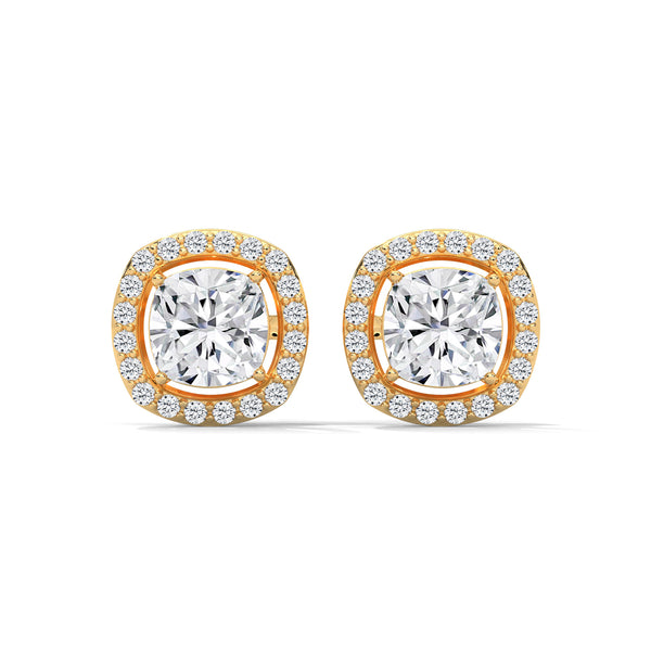 Cushion Halo Solitaire Earrings