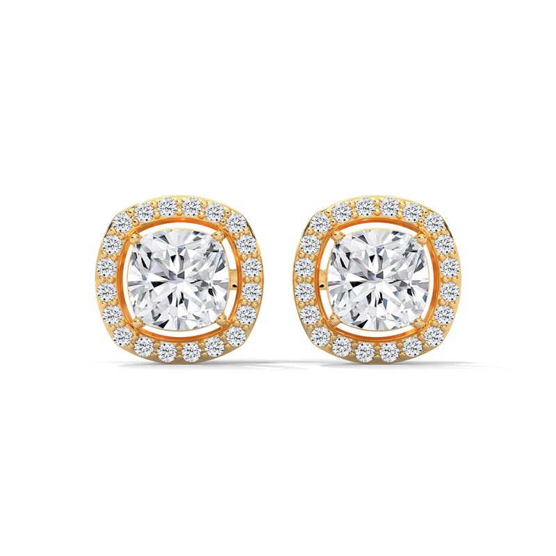 Cushion Halo Solitaire Earrings