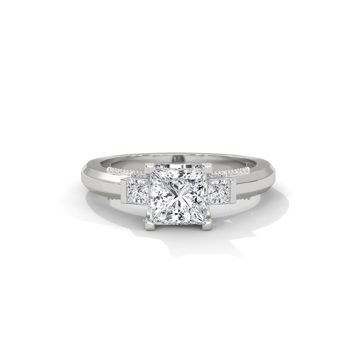 Regal Trio Princess Solitaire Ring