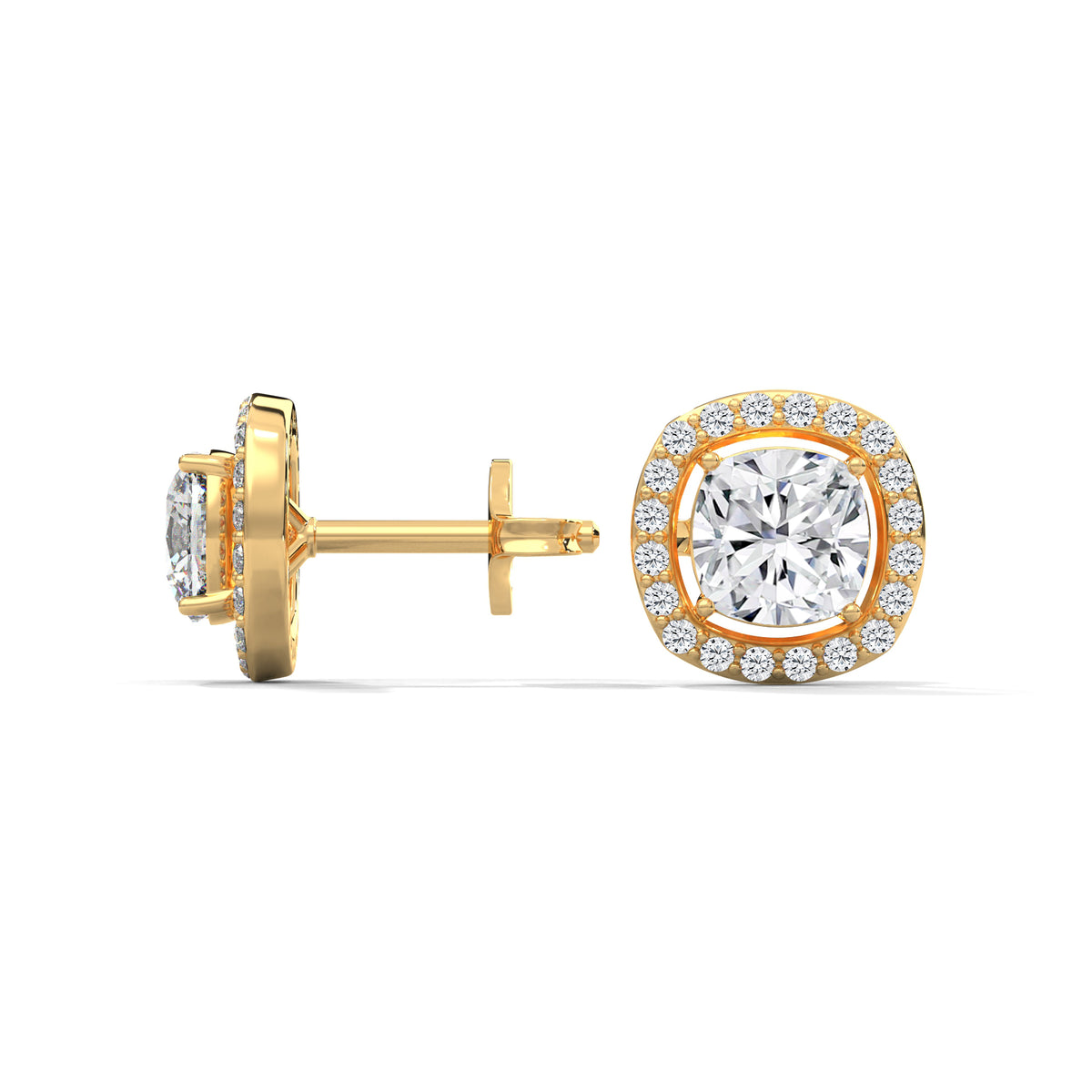 Cushion Halo Solitaire Earrings