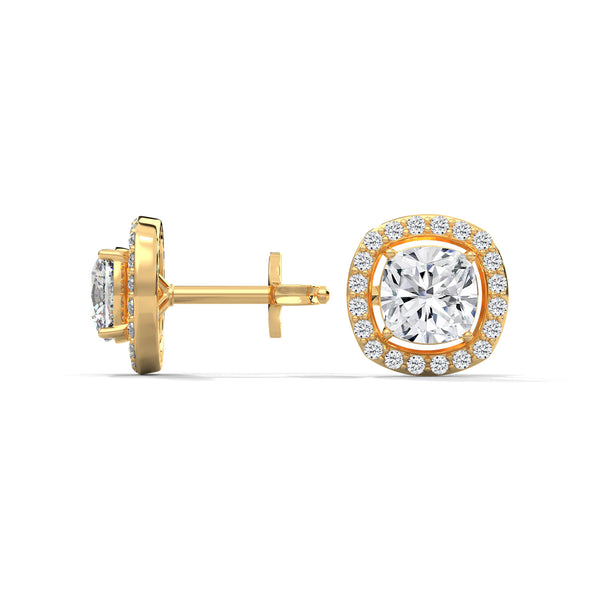 Cushion Halo Solitaire Earrings