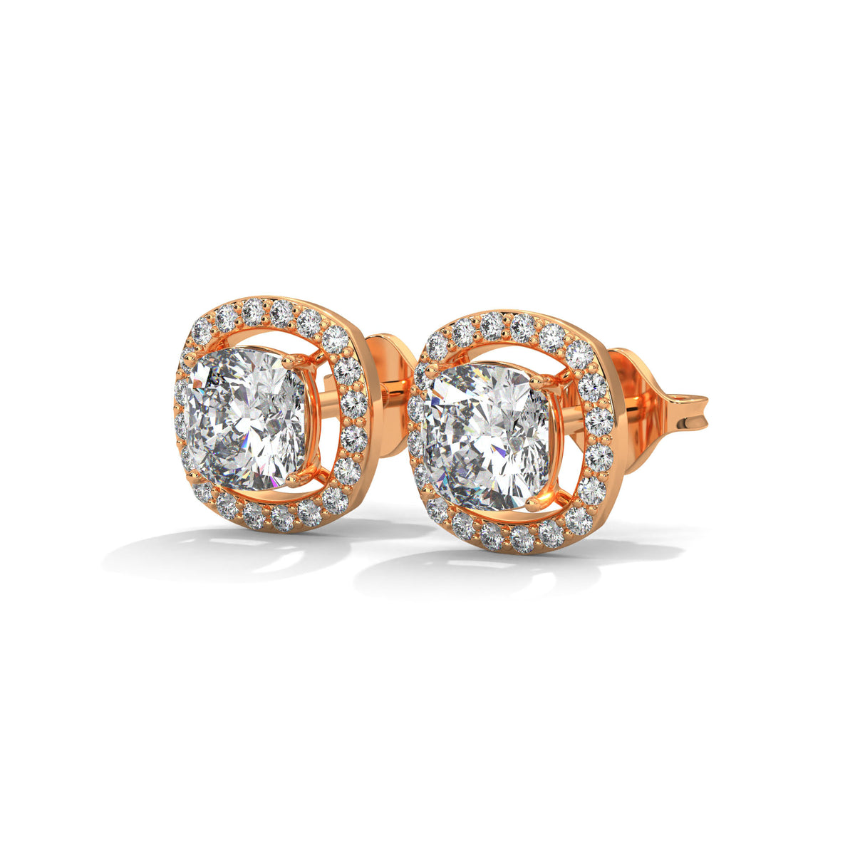 Cushion Halo Solitaire Earrings