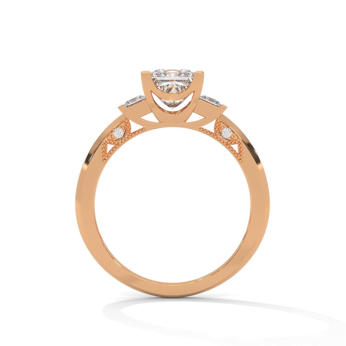 Regal Trio Princess Solitaire Ring