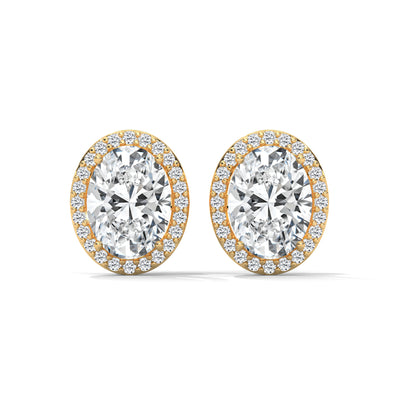 Oval Halo Solitaire Stud Earrings — IGI Certified Diamond Jewellery | My Carat India