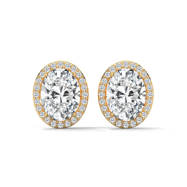 Oval Halo Solitaire Stud Earrings