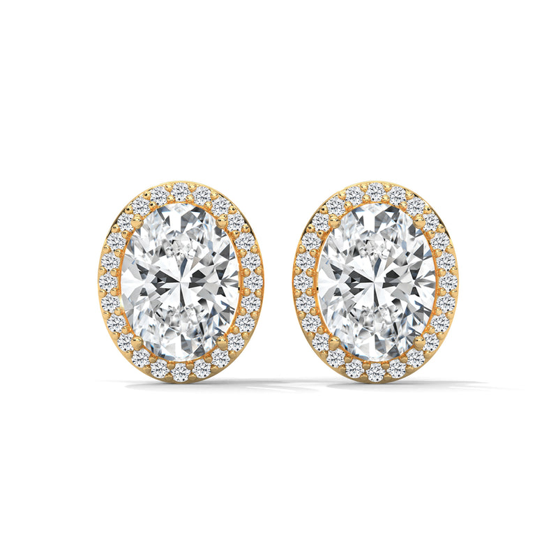 Oval Halo Solitaire Stud Earrings